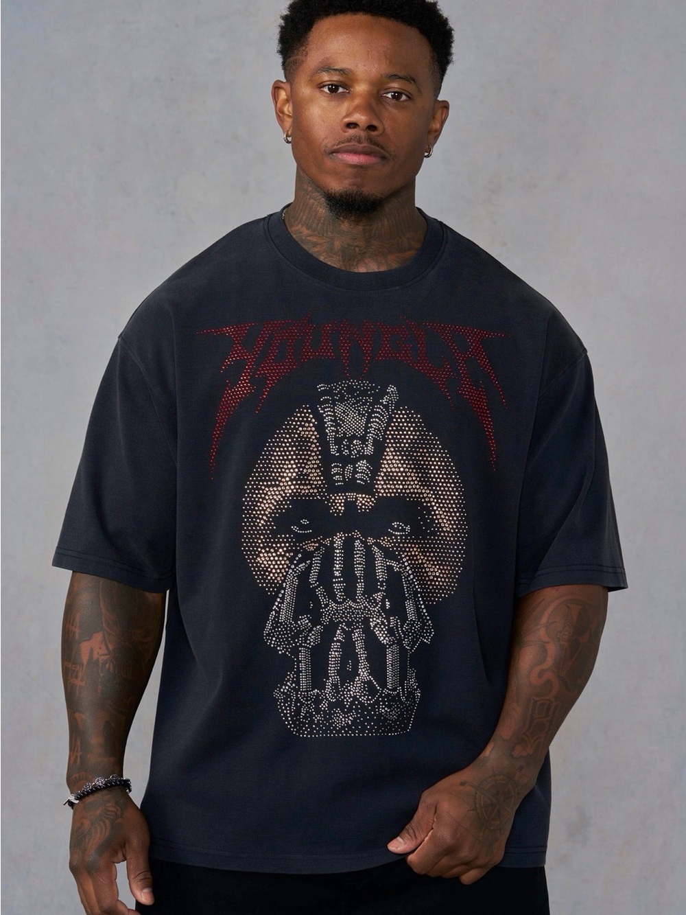 YoungLA Rhinestone Bane R shirt